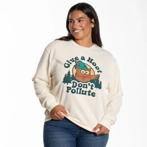 The Landmark Project Give a Hoot Unisex Crewneck Sweatshirt in Antler size M NWT